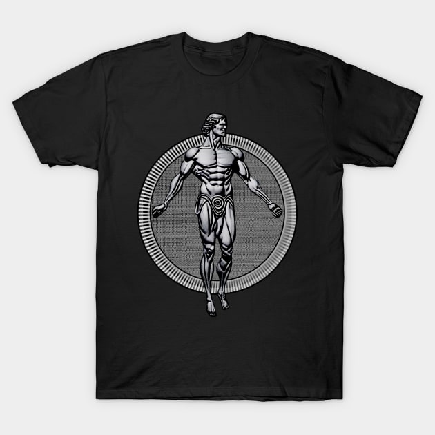 Vitruvian Man Inspired Pose - Greek Statue Style T-Shirt by Embrace Masculinity